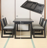 NEW和室用折りたたみテーブル5点セット　ハイタイプ　和室用テーブル1台120x75x高さ70cm 和室用椅子4脚