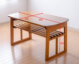 折りたたみフリーテーブル　(棚付き)　センターテーブル　(ブラウン)　幅90x奥行50x高さ50cm