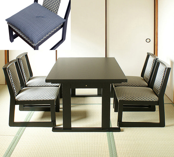 NEW和室用テーブル5点セット　和室用テーブル1台120x75x高さ60cm 和室用椅子4脚 (専用座布団４枚付き)