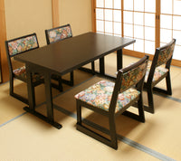 和室用テーブル5点セット　花柄タイプ　和室用テーブル1台120x75x高さ60cm 和室用花柄椅子4脚　畳用